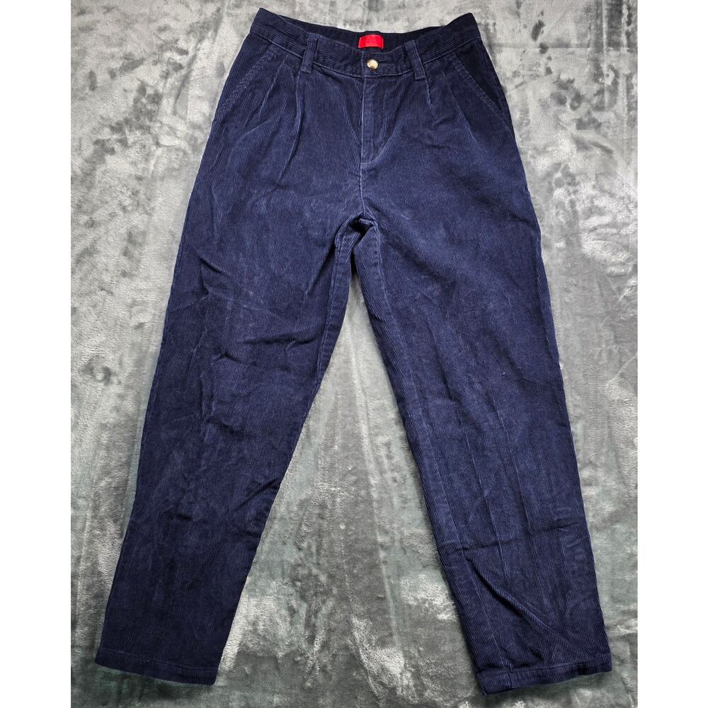 IZOD Women Navy Corduroy Pants High Rise Tapered Crop W 25